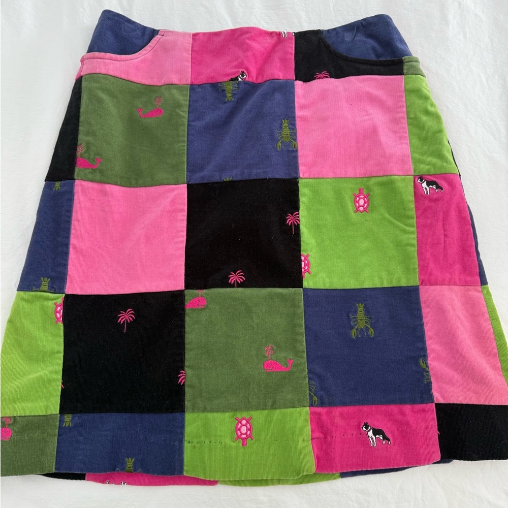 Lilly Pulitzer Pink and Blue A-Line Skirt Casual Knee-Length